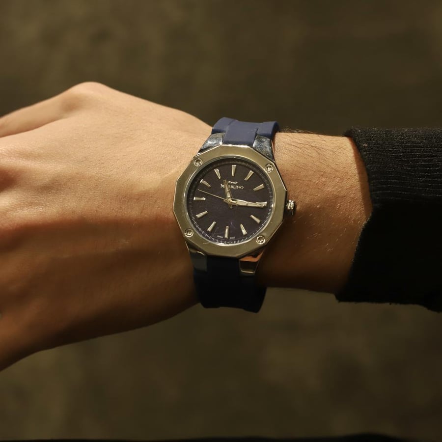 Men's watch, rebel, blue bracelet