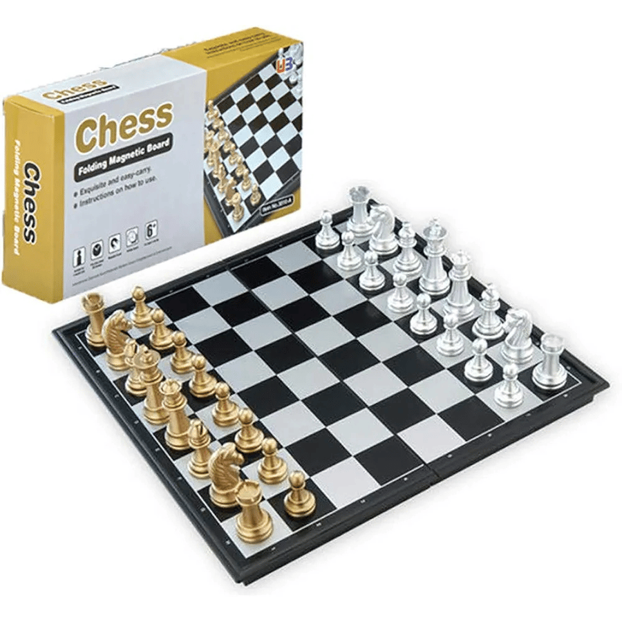 LJJ High Quality Chess Game Medieval Chess Set With Chessboard 32 Chess Pieces With Chessboard Gold Silver Magnetic Chess Set WPC,36X36X2.5cm