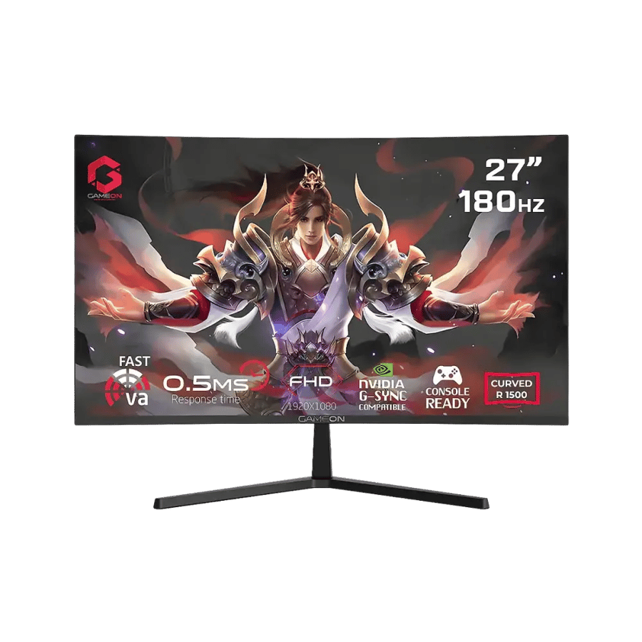 GAMEON GC27F180VA Pro Series 27" FHD, 180Hz, MPRT 0.5ms, HDMI 2.1, Fast VA Panel Curved Gaming Monitor 1500R 16:9 (Supports PS5) - Black