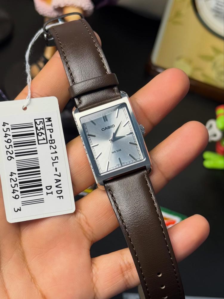 ساعة كاسيو تانك جلد بني  MTP-B215L