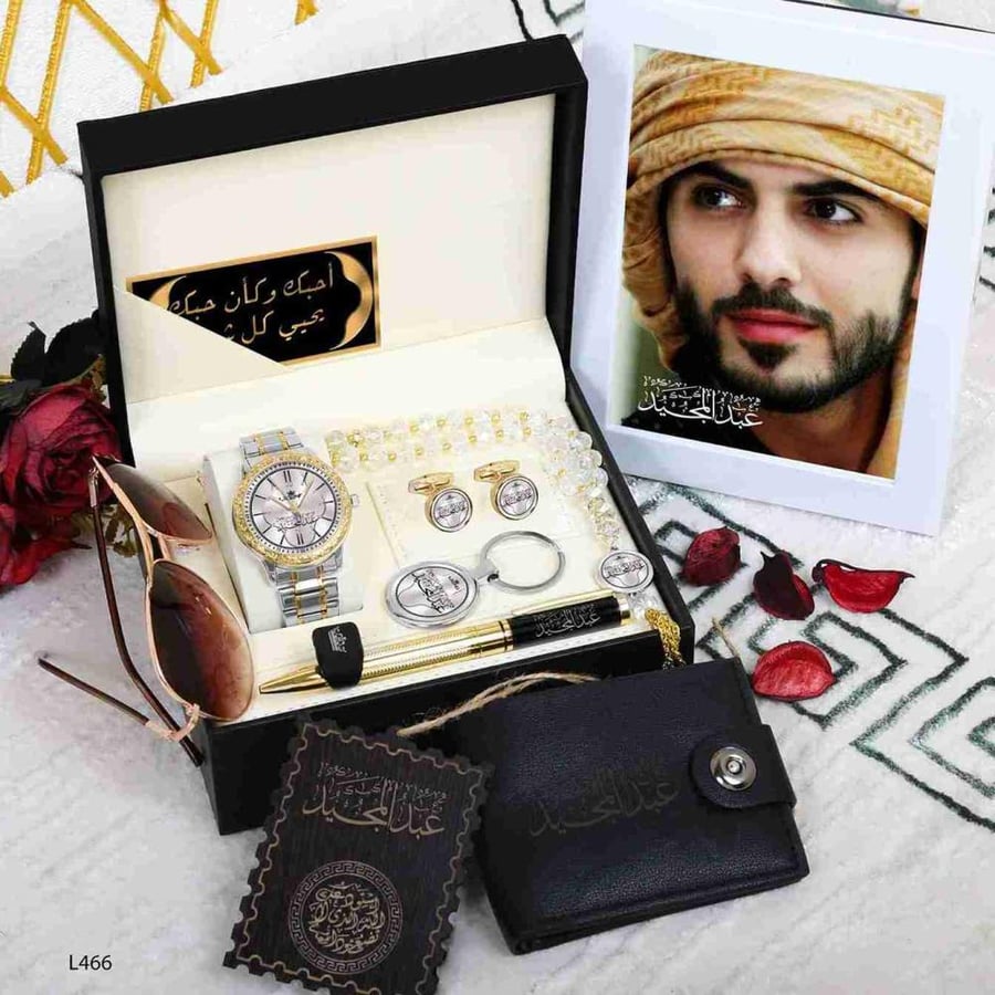 طقم ساعة رجالية بالاسم والصوره - خيار مثالي للهدايا الفخمة والمميزة.