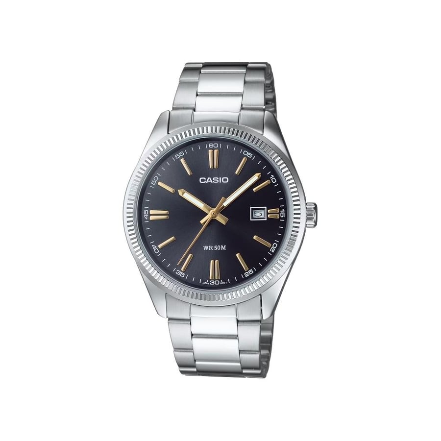 Casio MTP-1302D-1A2VDF Analog Men's Watch Black Sunray Dial Steel Bracelet 38.5mm
