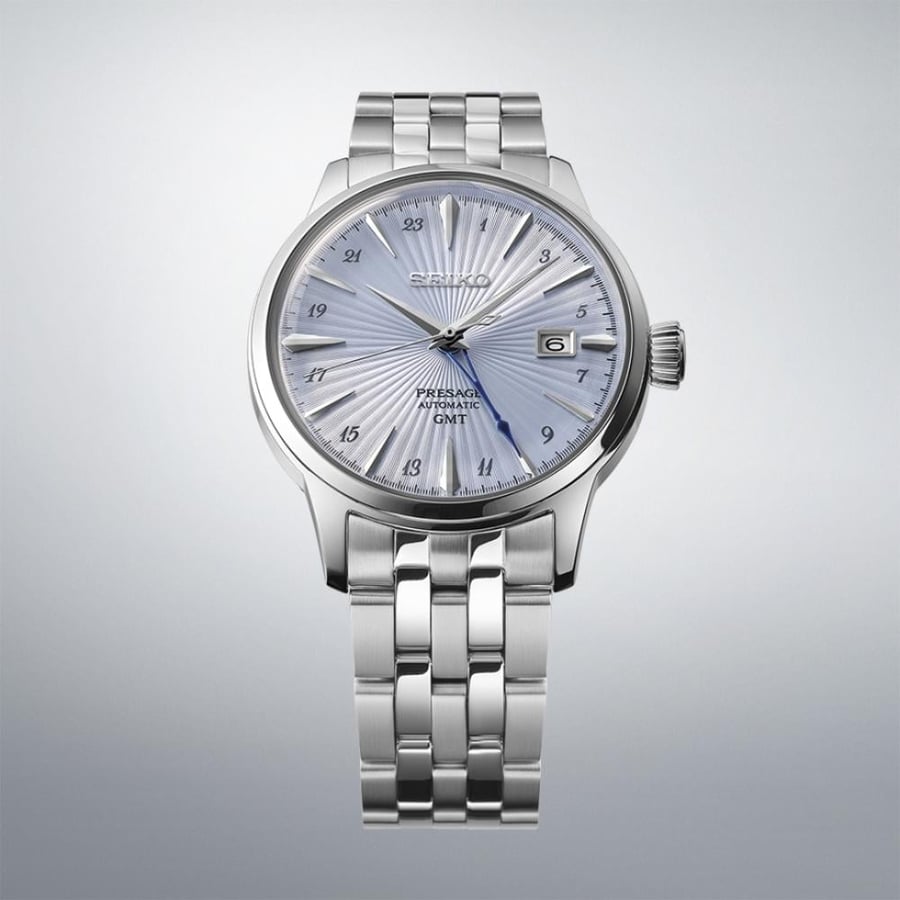 Seiko Presage SSK037J1 GMT Automatic Men's Watch Light Blue