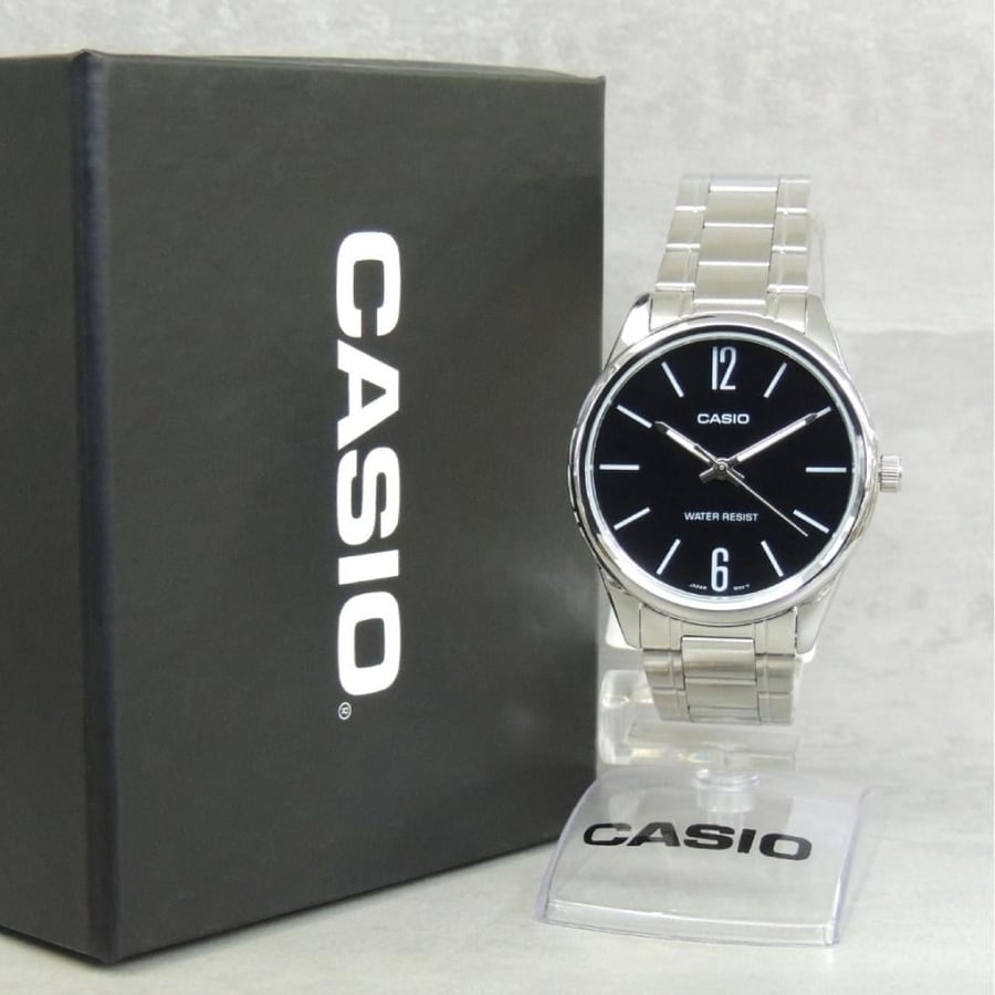 Casio MTP-V005D-1B Analog Men's Watch Black Dial Steel Bracelet 40mm