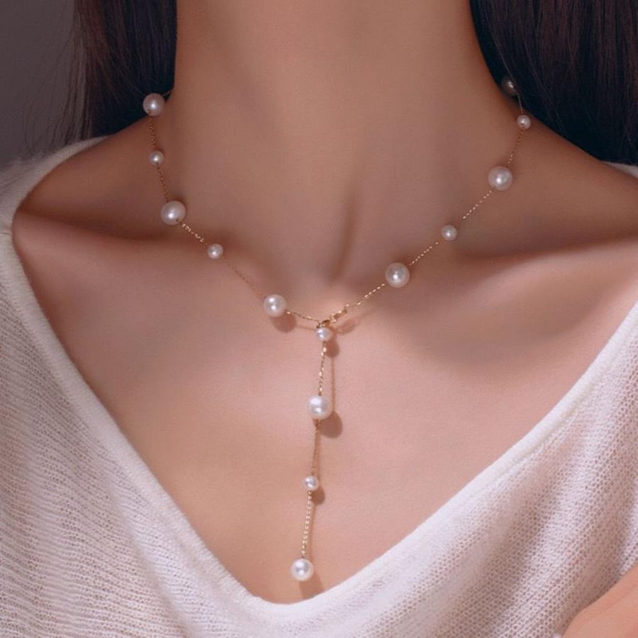 سلسال اللؤلؤ الذهبي فضه 925s
