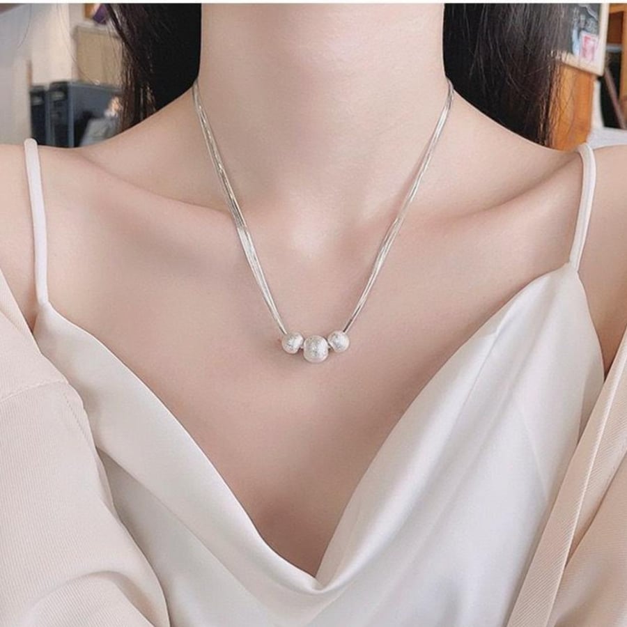 سلسال 3 كرات من عظمة الثعبان فضه 925s