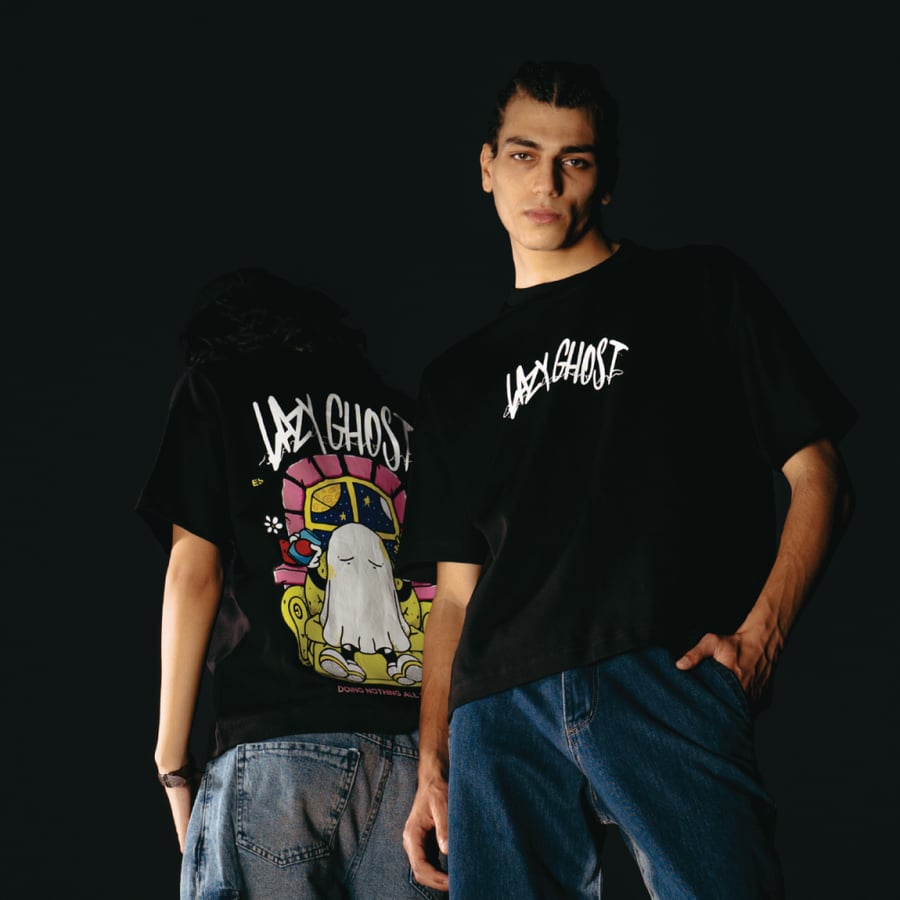BLACK TEE - LAZY GHOST