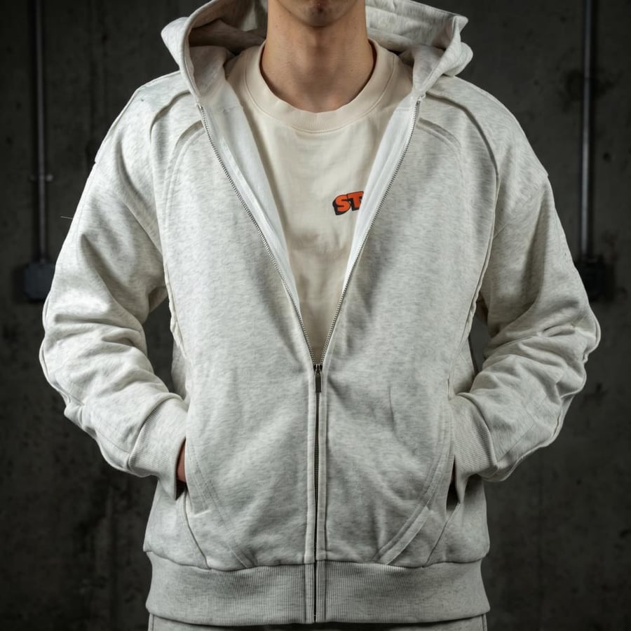SAND GREY ZIPPER HOODIE