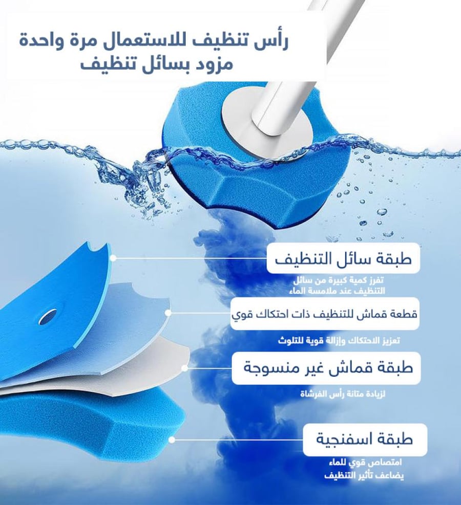 أداة تنظيف المرحاض برؤوس تعقيم تستخدم مرة واحدة وبدون لمس J3