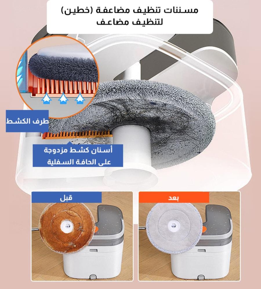 ممسحة ذكية بتقنية فصل الماء النظيف عن المتسخ الاصدار المطور