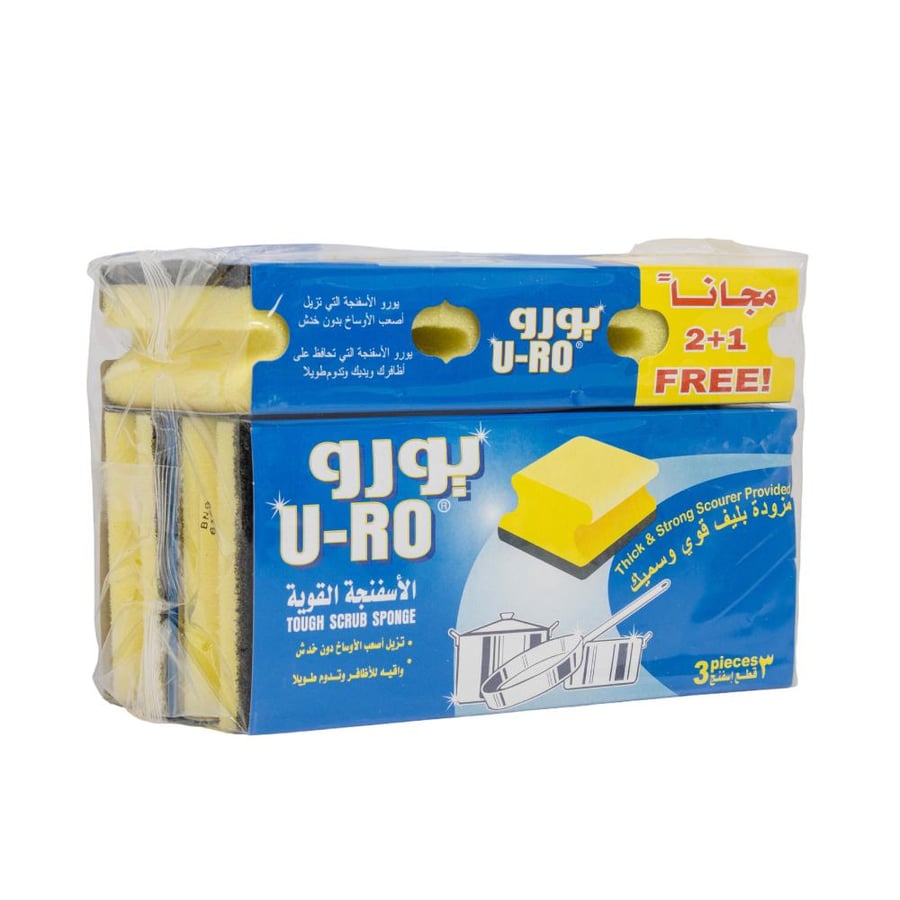 يورو إسفنجه غسيل الصحون بليف قوي وسميك 2 قطع + 1 مجانا