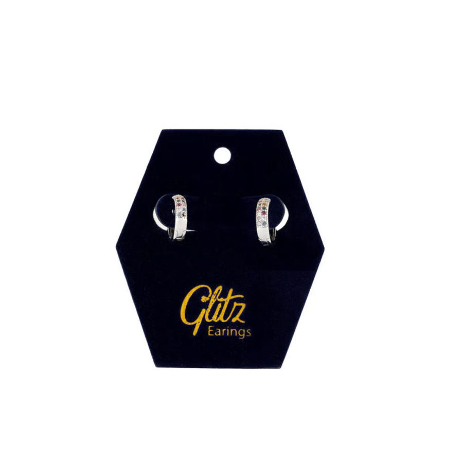 Glitz earrings - multiple colors, round, silver