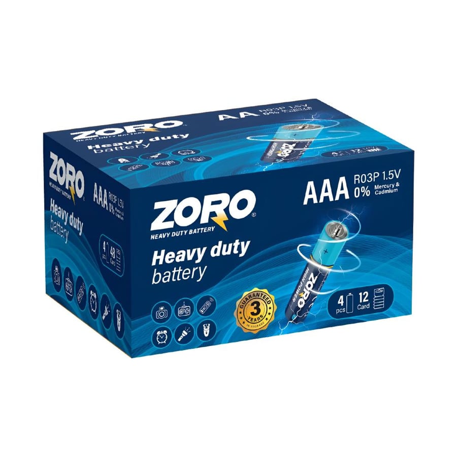 زورو بطاريات 4 قطعة قوه عاليه AAA R03P 1.5 فولت