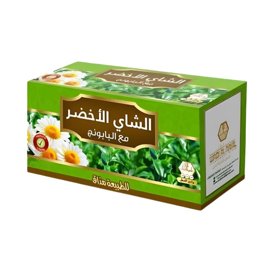 وادي النحل شاي 30 قطعة الاخضر مع البابونج
