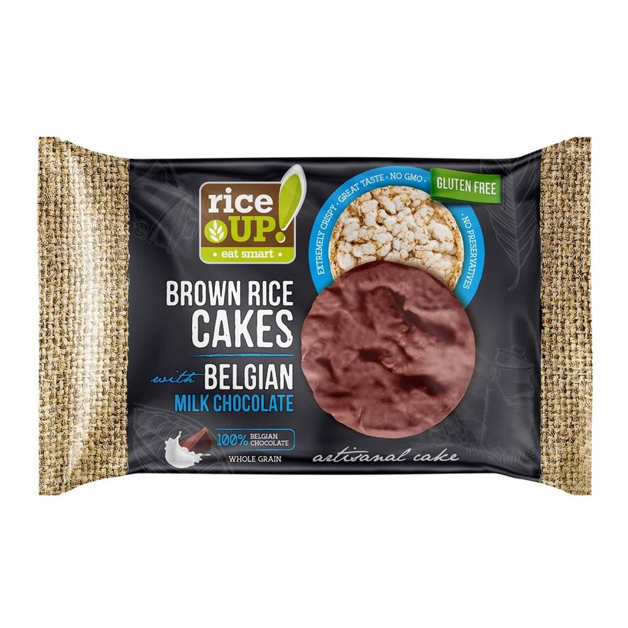 رايز كيك مغطى بشوكولاتة الحليب خالي من الجلوتين 30 غم rice up RICE CAKES