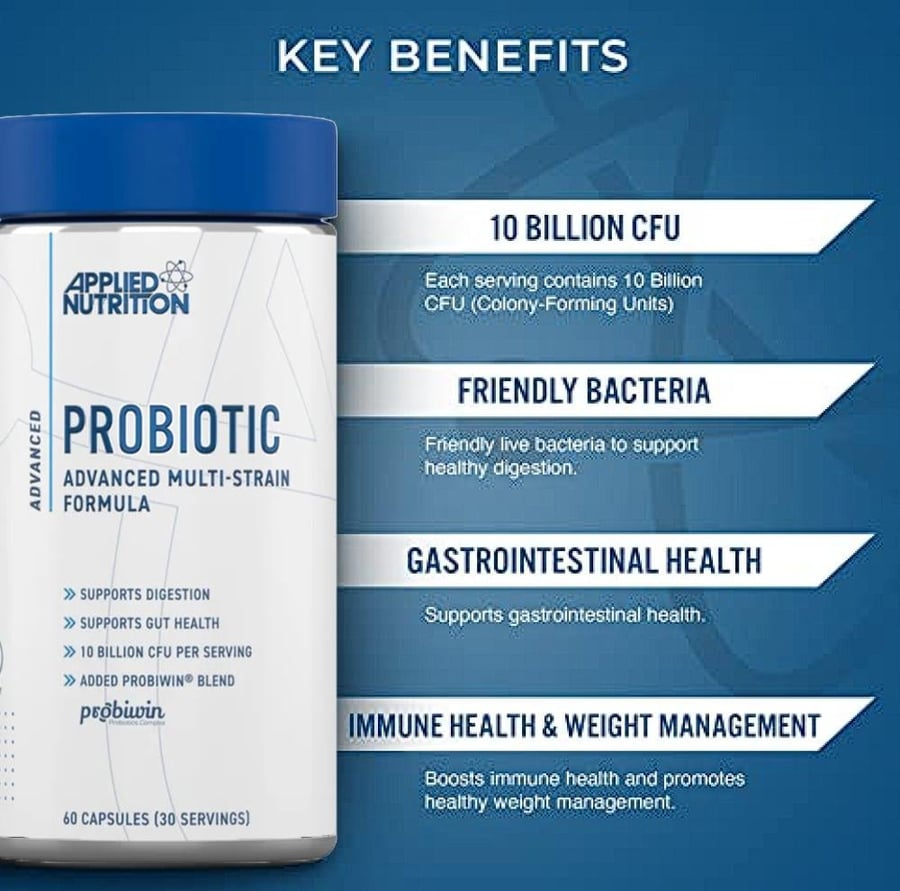 بكتيريا نافعة ابلايد نيوتريشن 60 حبة Applied Nutrition Probiotic 60 Capsules