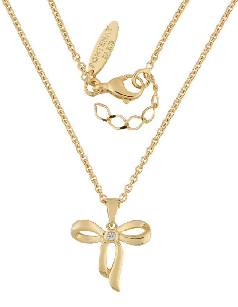 Gold-plated necklace with white cubic zirconia - DSC315Z40E - سلسال مطلي بالذهب مع الزيريكون الابيض