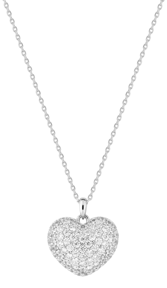 Silver necklace with white cubic zirconia - ASCL66Z40 - قلادة فضية مع أحجار الزركونيا البيضاء