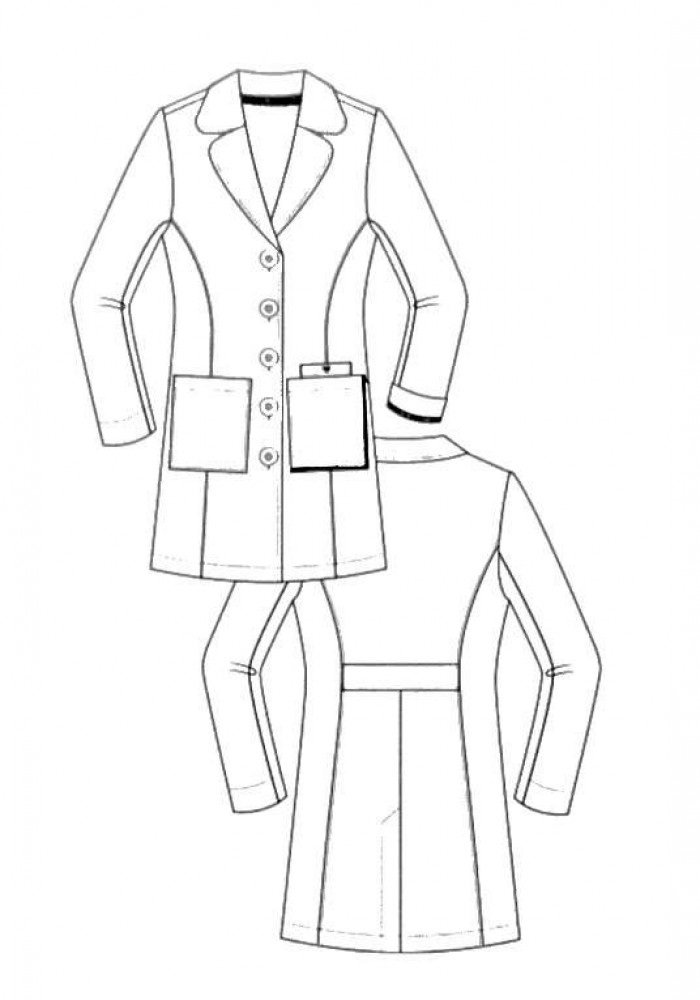 Women's modern developed coat, 3 pockets, 2 large, 1 small, first-grade fabric, 5 buttons, fixed belt at the back, according to the pattern, model number RALL012