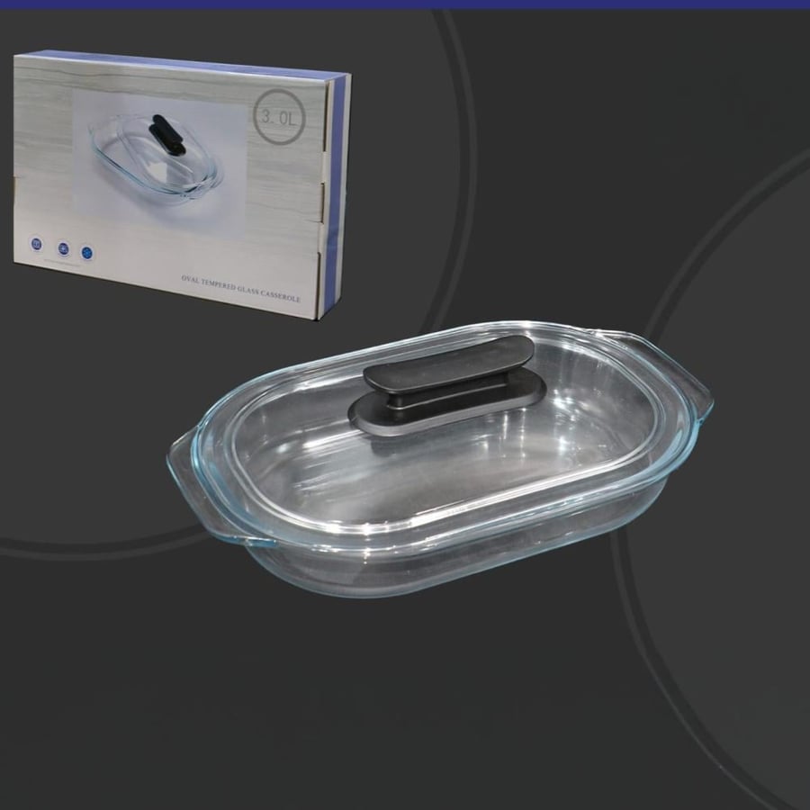 Glass oven tray with glass lid