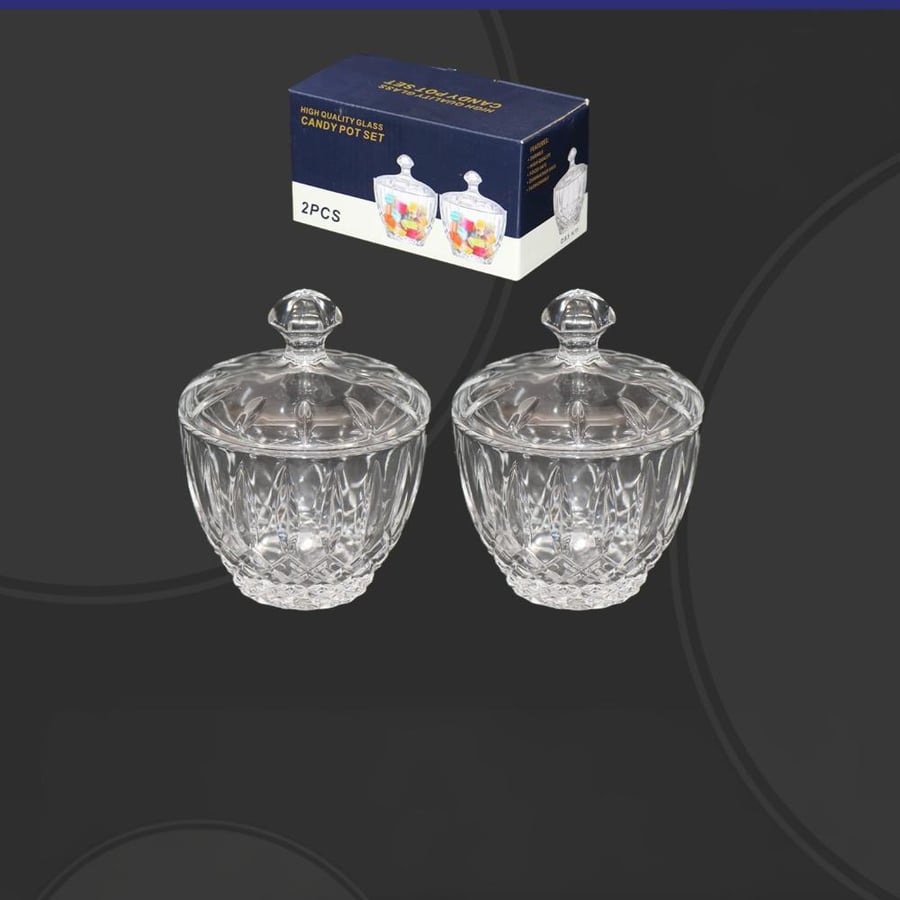 Glass serving box set, two pieces