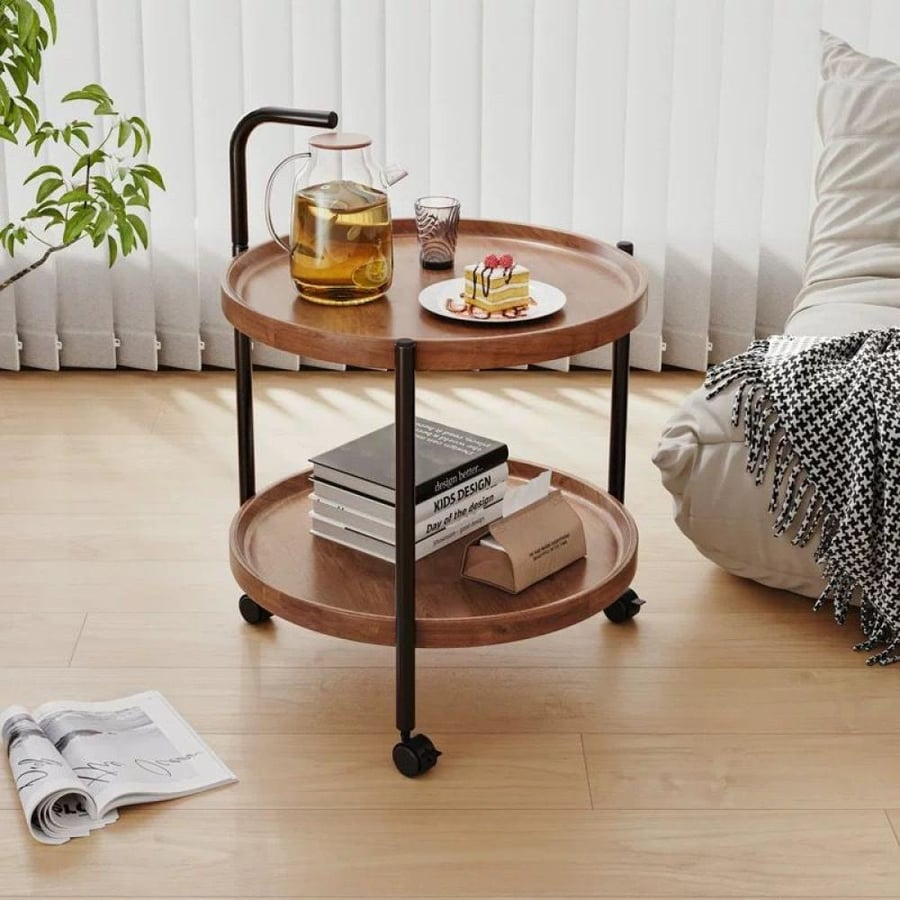 Two-tier wooden service table