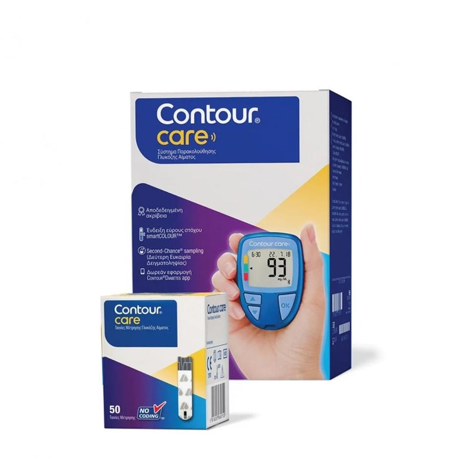جهاز تحليل السكر بالدم + علبة شرائط 50 شريط من كونتور كير CONTOUR CARE