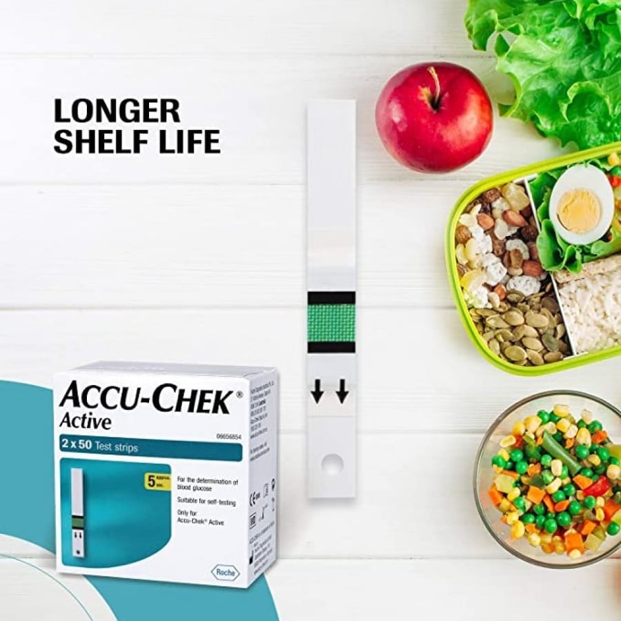 شرائط قياس السكر بالدم اكواتشيك اكتيف - علبة 50 شريط - Accu Chek Active