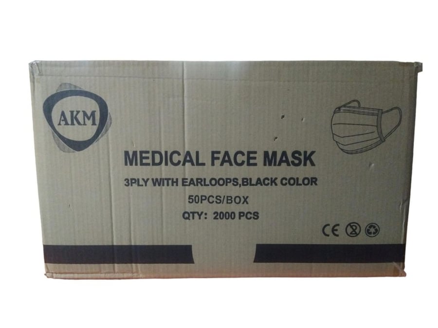 كرتون كمامات وجه طبية أسود50 ماسك  AKM Medical Face Mask
