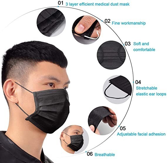 كرتون كمامات وجه طبية أسود50 ماسك  AKM Medical Face Mask