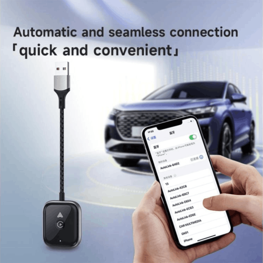 محول 2 في 1 Wireless CarPlay وAndroid Auto  USB A Type C