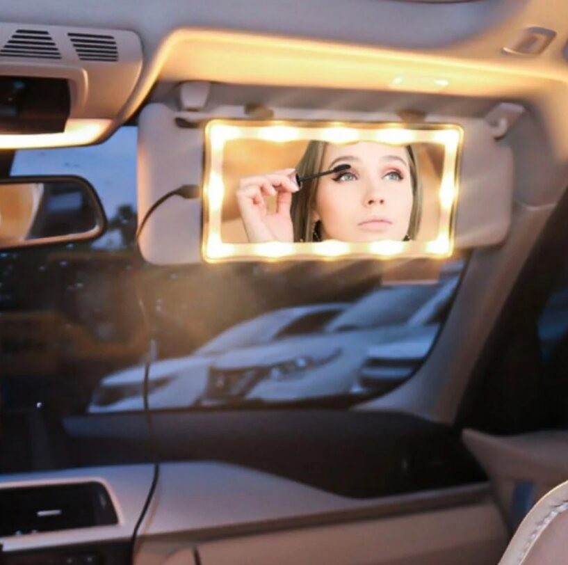 مراية سيارة للمكياج واضاءة تصوير LED
