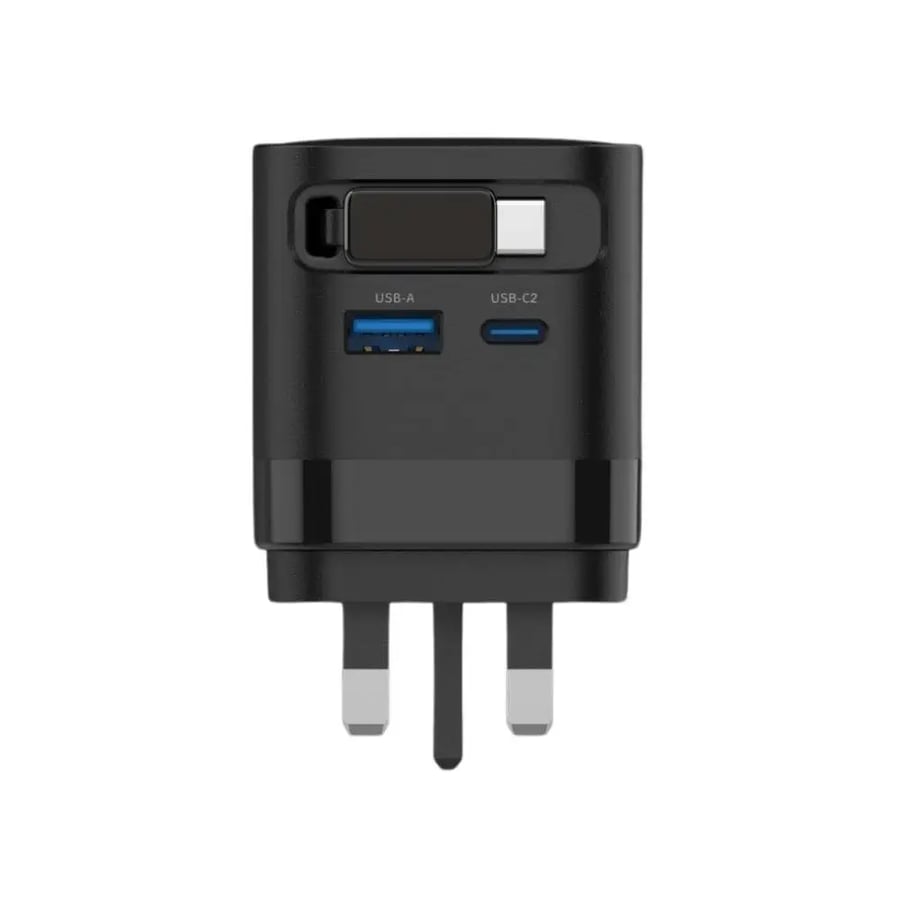 شاحن جداري GaN من JEEBEL – قدرة 65 واط بمنفذين USB-A وUSB-C | شحن سريع متعدد الاستخدامات مع محول مزدوج UK/US