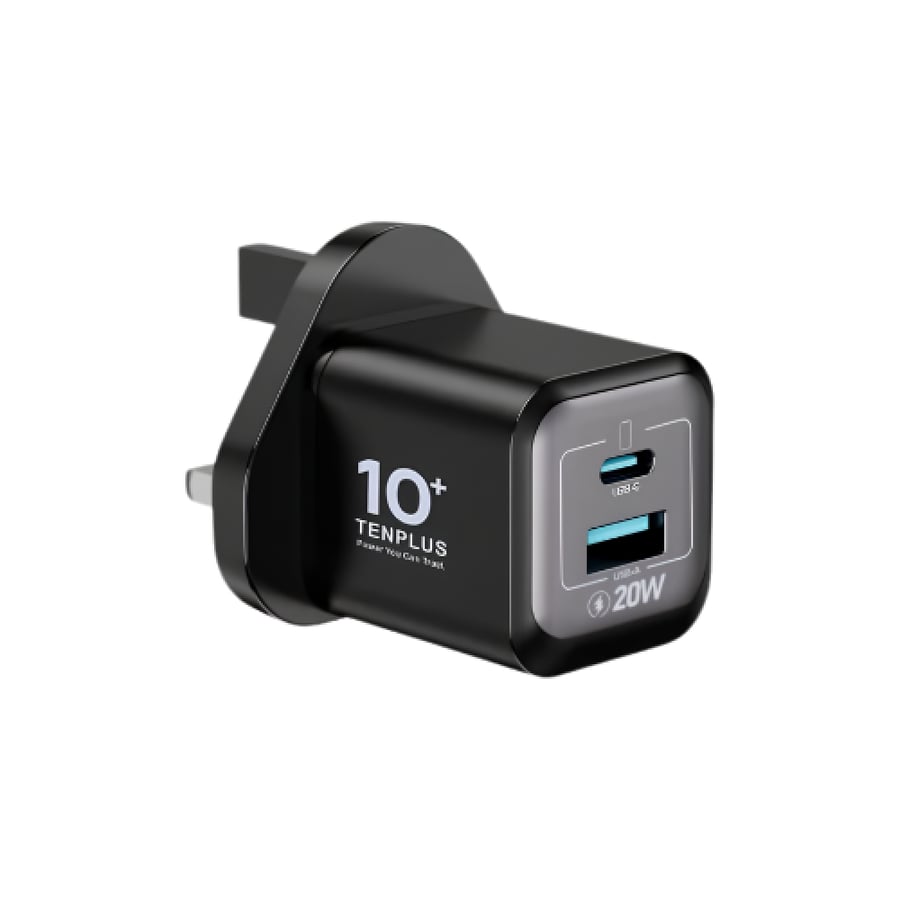 تن بلس - راس منزلي 1PD + 1USB - بقوة 20 واط - اللون أسود