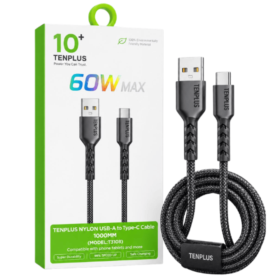 تن بلس - سلك شاحن تايب سي تو USB مقاوم للقطع بطول 1 متر