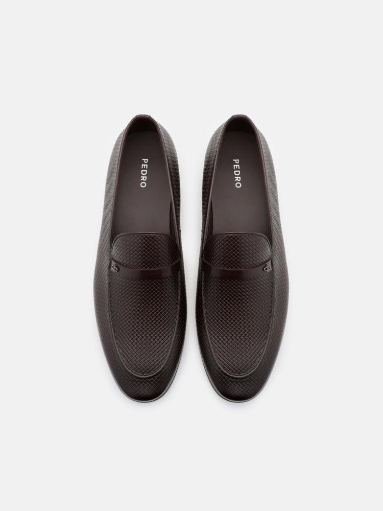 شوز بيدرو رجالي/لون  Dark Brown Embossed