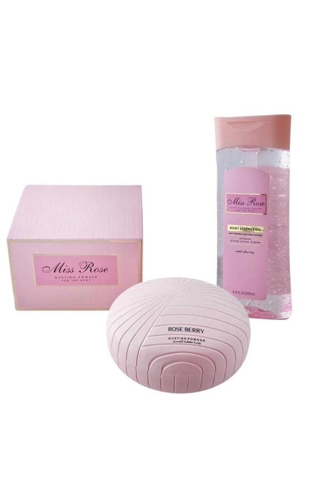 ROSE BERRY زيت وبودرة مسك الورد المرطبة والمعطرة للجسم – 200 مل + 200 جم