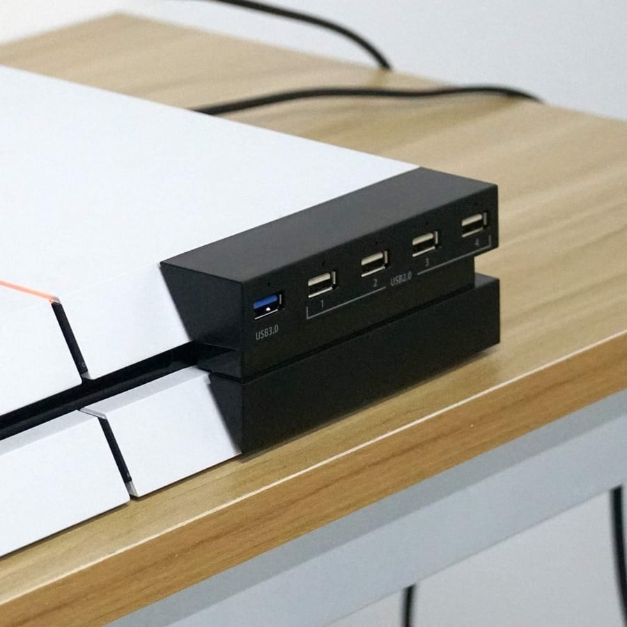Mcbazel DOBE External 2 to 5 Port High Speed USB HUB 3.0 Extend Adapter with LED Indicators for PS4 Console [NOT for PS4 Slim Pro]