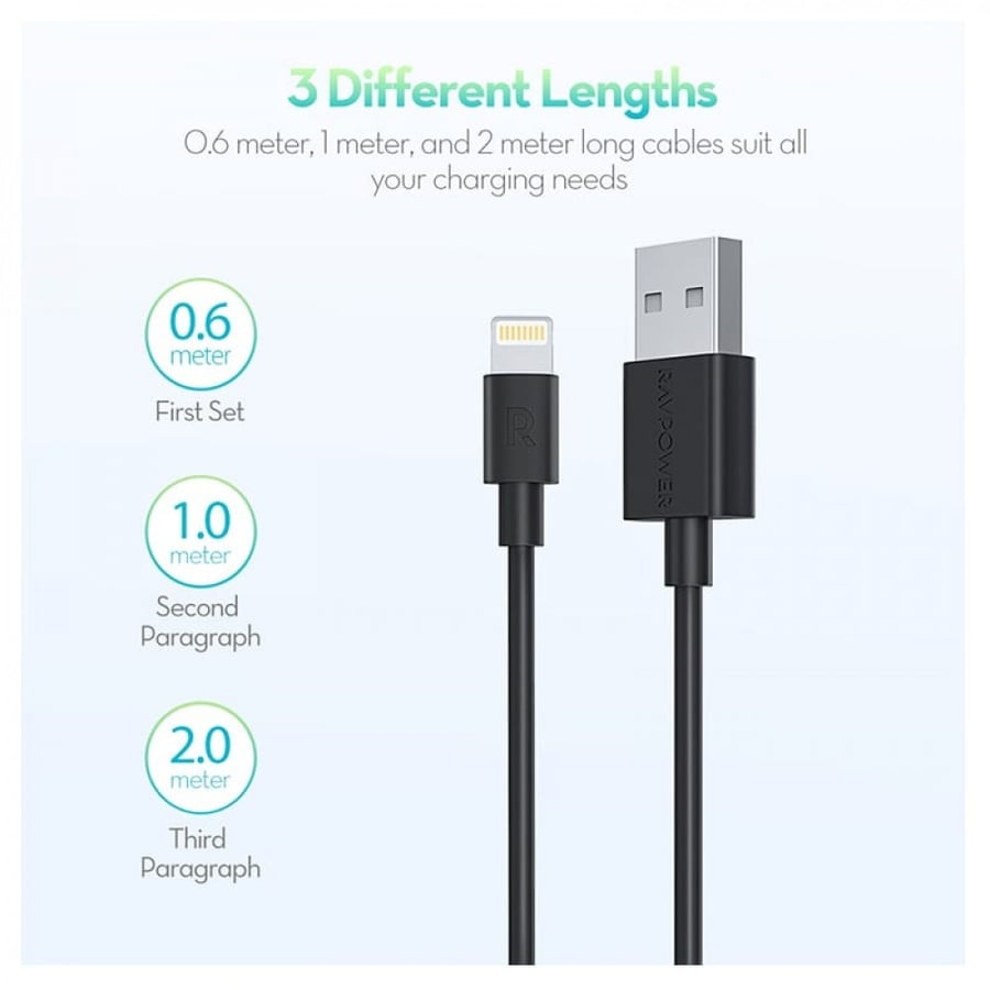 كيبل شحن ايفون ravpower usb