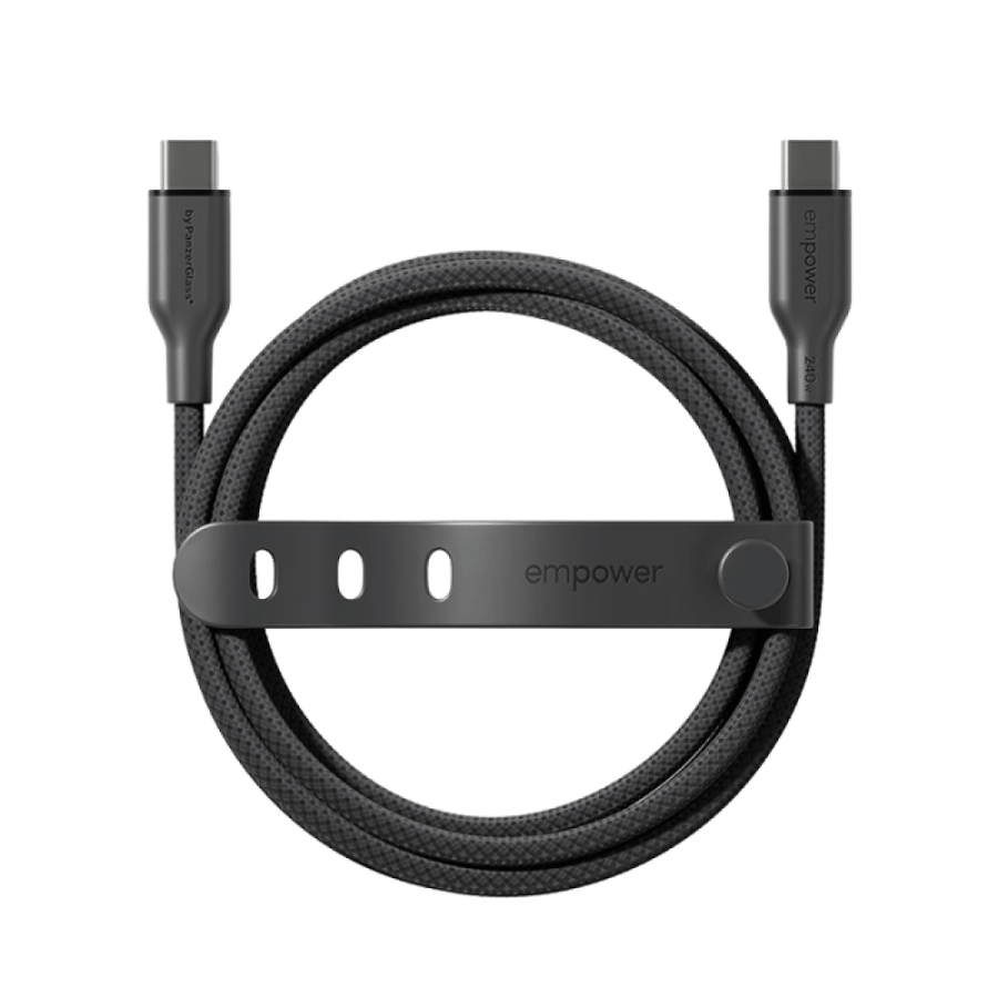 امباور بانزر جلاس كيبل Racing من USB-C إلى USB-C بطول 1.2 م وبقوة 240 واط - أسود