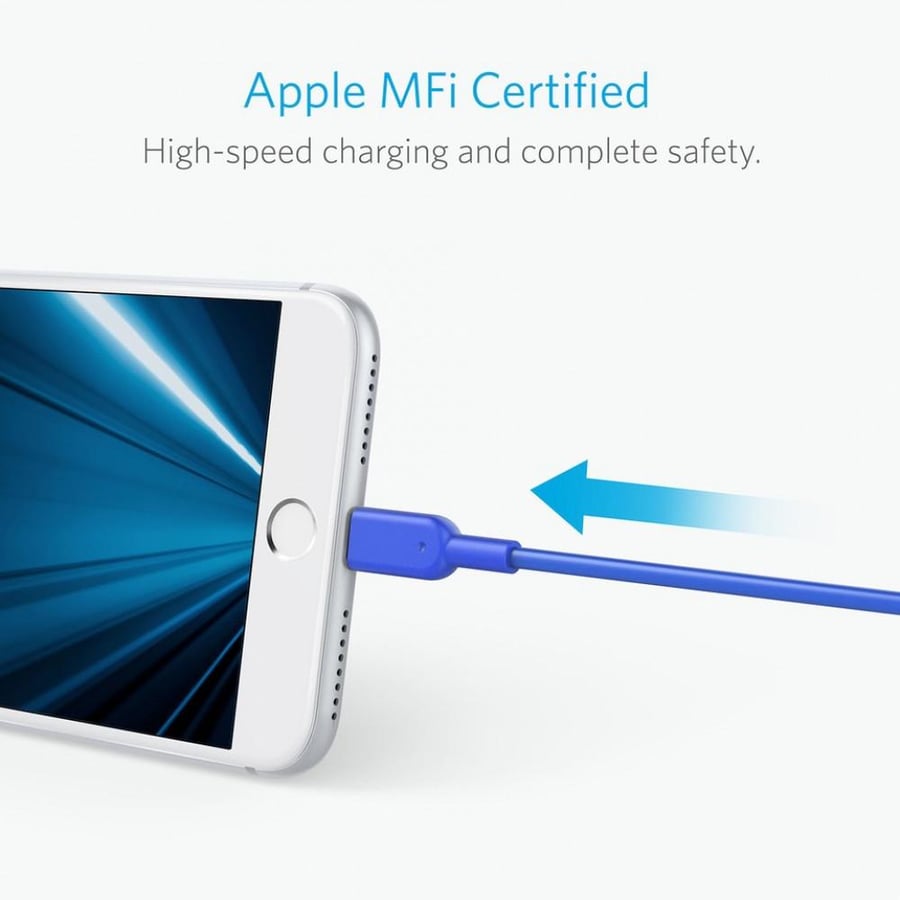 كيبل آنكر آزرق USB to Lightning طول ٣ اقدام