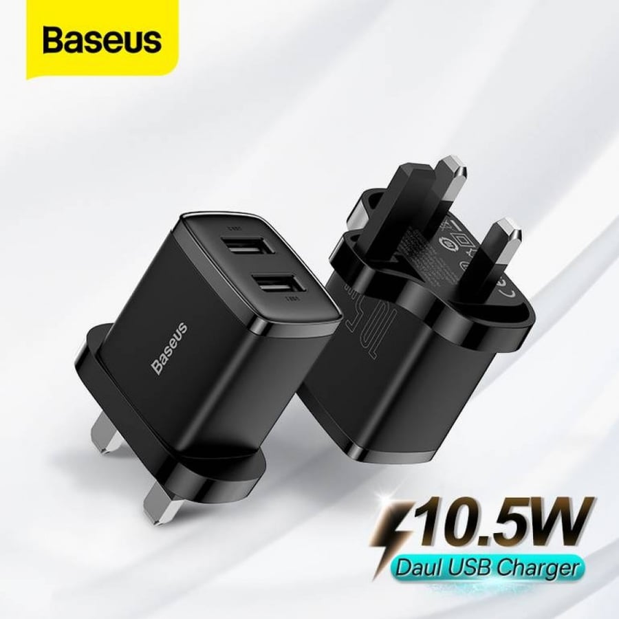 فيش جداري مخرجين usb بقوة 10.5wمن بيسوس - اسود