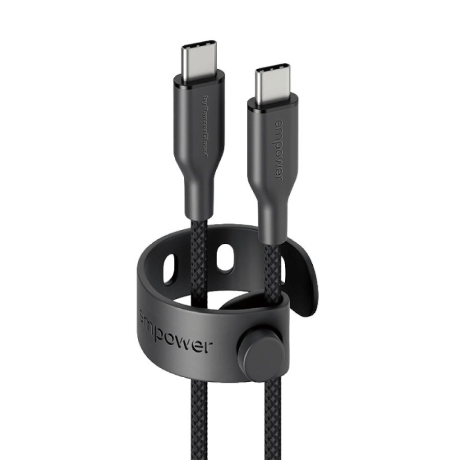 امباور بانزر جلاس كيبل Racing من USB-C إلى USB-C بطول 2 م وبقوة 60 واط - أسود