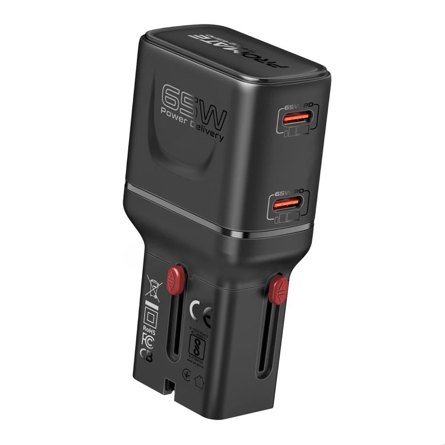 شاحن سفر ذكي بقوة ‎65‎ واط بتقنية ‎GaNFast‎ يوفر شحنًا سريعًا وآمنًا، مزود بمنفذي ‎USB-C PD‎