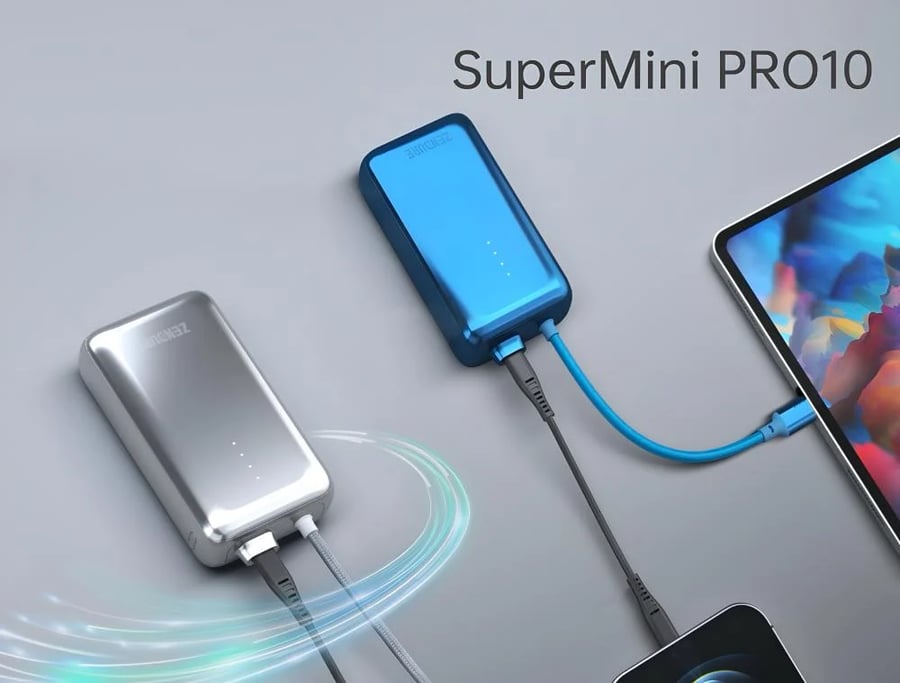 Zendor Supermini Pro 10000 mAh power bank portable with 30-watt capacity – Umbre blue