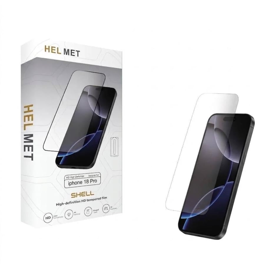 استيكر حمايه Helmet من الزجاج المقسّى (Tempered Glass) مخصص لهواتف الأيفون 18 برو