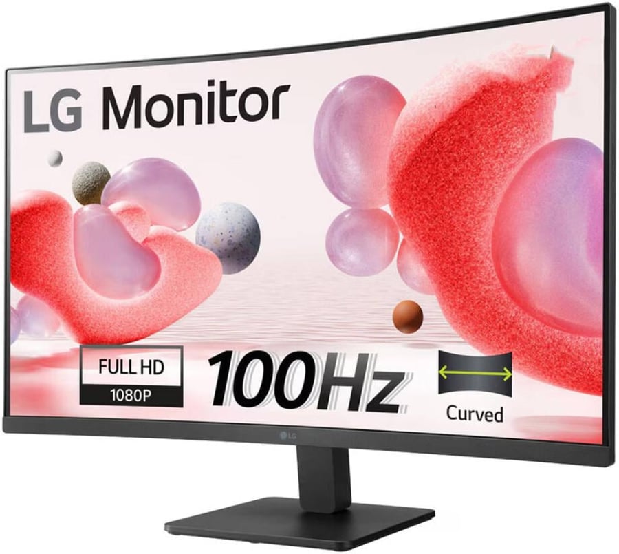 شاشة ال جيLG 32MR50C منحنية، شاشة VA مقاس 32 بوصة، دقة FHD، معدل تحديث 100 هرتز، زمن استجابة 5 مللي ثانية (GtG)، تقنية AMD FreeSync، انحناء 1500R، شاشة عرض ملونة 16.7 مليون لون، أسود | 32MR50C-B