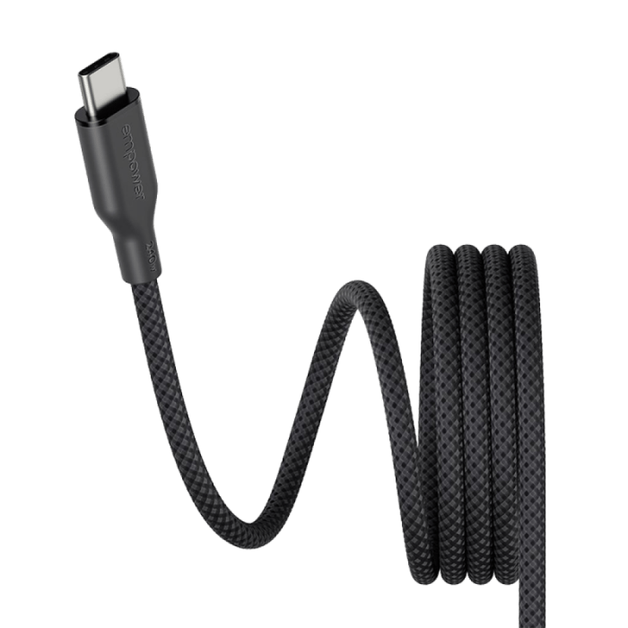 امباور بانزر جلاس كيبل Magnetic من USB-C إلى USB-C بطول 1.5 م وبقوة 240 واط - أسود