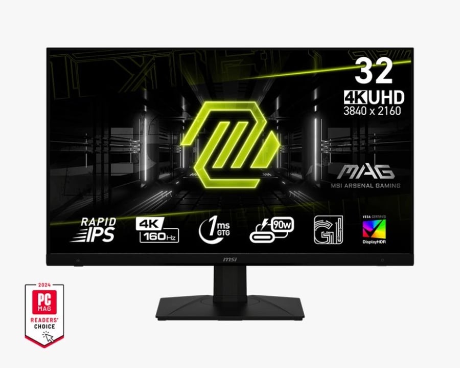 اقساط شاشة الألعاب MSI MAG 322UPF 4K، شاشة Rapid IPS 160 هرتز، 1 مللي ثانية GtG، 90 واط من النوع C، DisplayHDR 400، Premium AMD FreeSync، مع وضع وحدة التحكم MSI