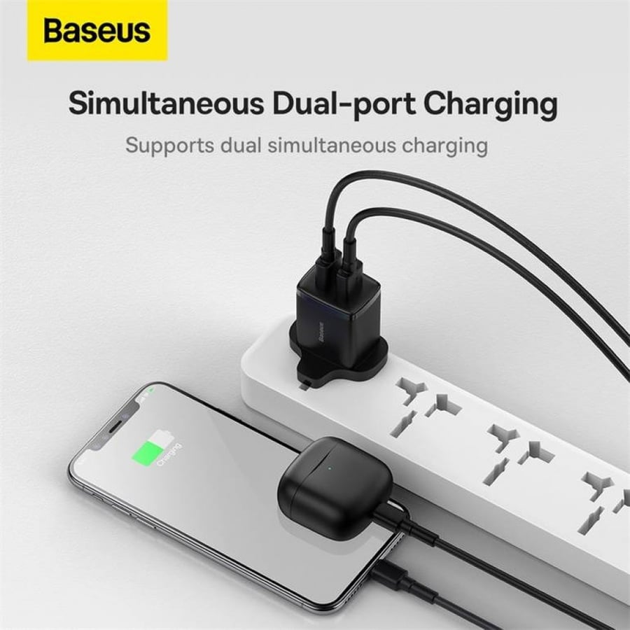 فيش جداري مخرجين usb بقوة 10.5wمن بيسوس - اسود